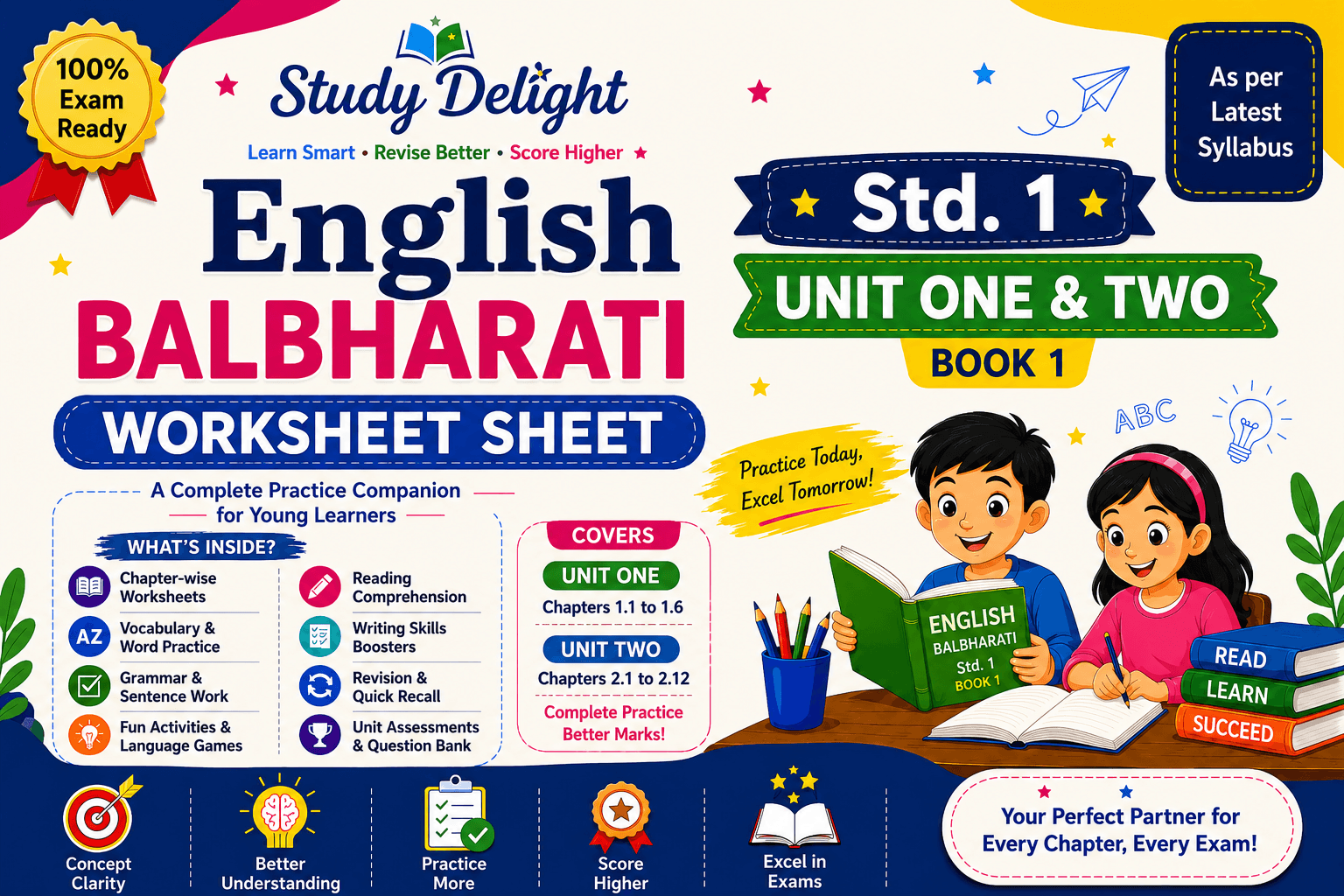 STD 1 English Bal Bharti worksheets 26-27 New Text Book Based